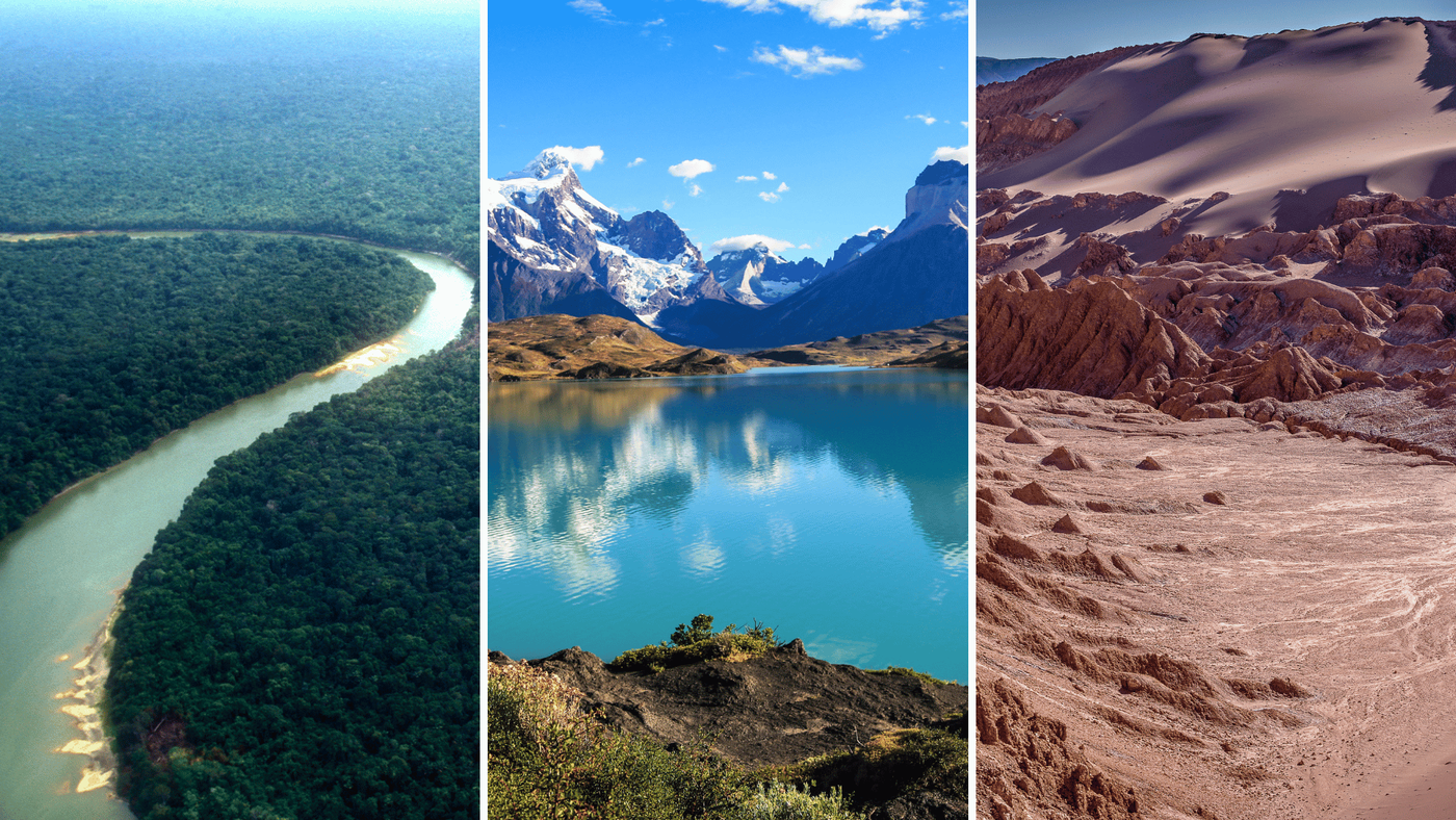 dél-amerikai látványos égtájai folyó tó sivatag