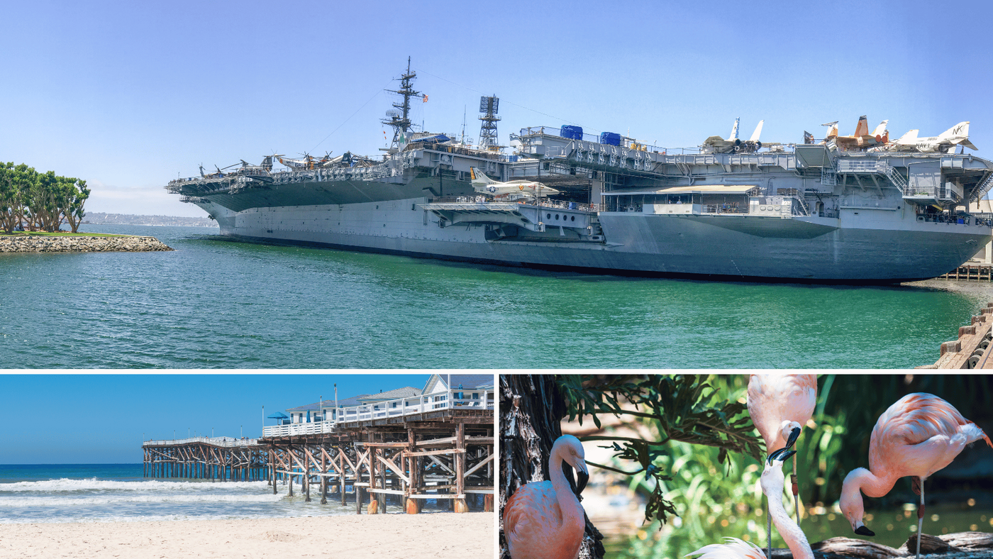 san diego látnivalók USS Midway flamingók
