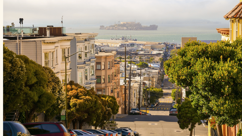 san francisco usa utcakép háttérben alcatraz repülőjegy