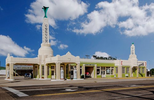 route 66 shamrock texas conoco u-drop inn 66-os út art deco